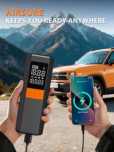 Miniatura 5 de AIRSURE Compresor de aire portátil para inflador de neumáticos, bomba de aire 5 veces más rápida para neumáticos de automóvil, bomba de neumáticos