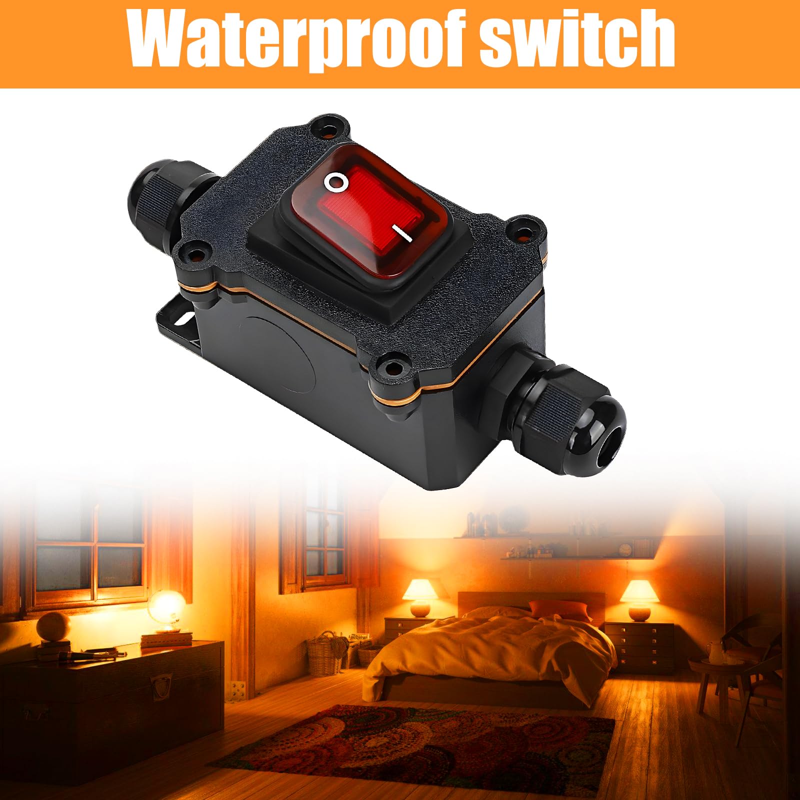 Przełącznik wodoszczelny, 12 V, 20 A, IP67, ze śrubokrętem, 12 V DPST, 4-biegowy kablowy