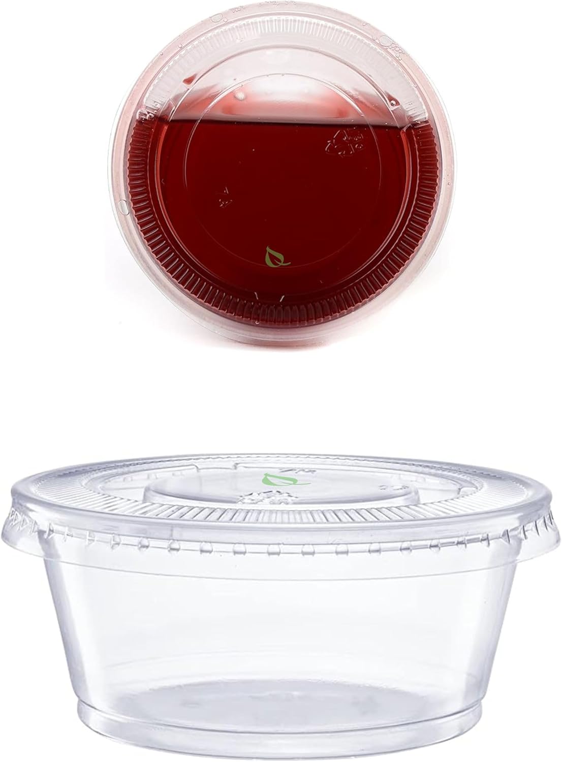 3.25 Ounce Clear Plastic Disposable Portion Cups with Lids 50 Pack by EcoQuality, Jello Shot, Souffle Cups, Condiments, Sampling Cups, Complements (3.25 oz)