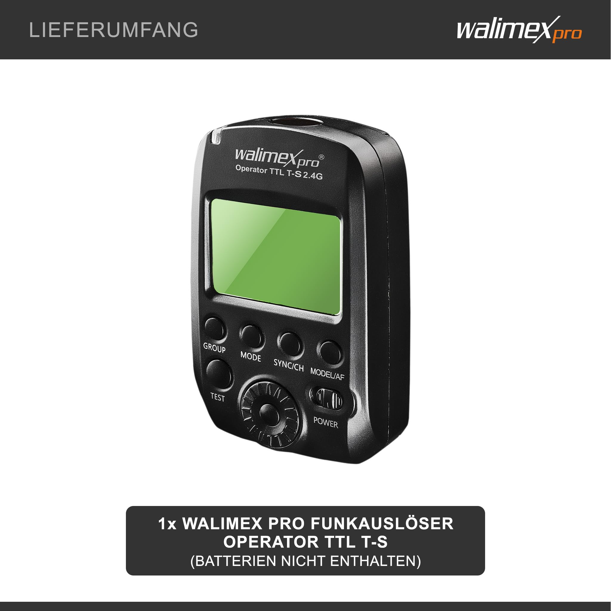 Walimex pro Operatore TTL T-S adatto per fotocamera Sony, telecomando radio e telecomando radio per nuovi arrivati, Emerger, Campaigner, Stager e Mover 200/400 TTL, trasmettitore