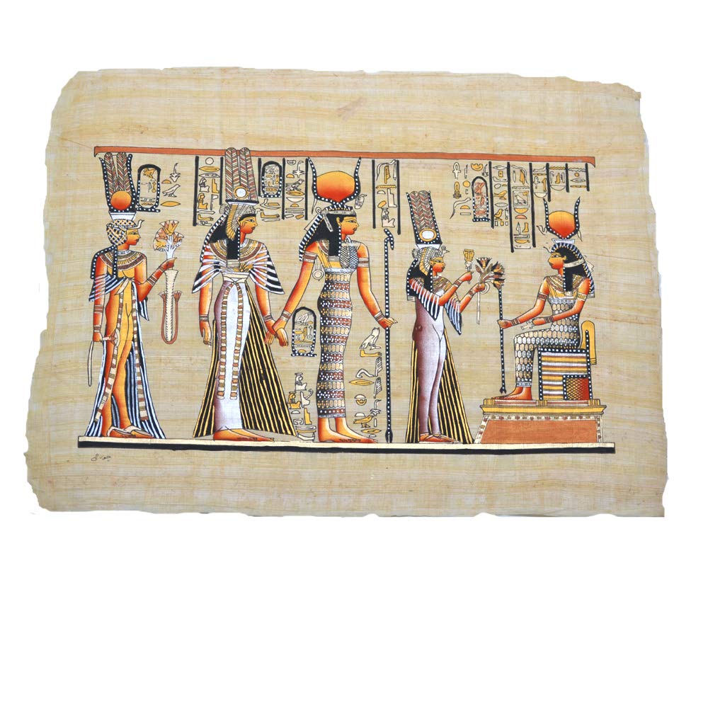 Horus Artesanía de Egipto Set di 3 papiri egiziani Originali Realizzati e Dipinti a Mano in Egitto. Ognuno Misura Circa 33x43 cm