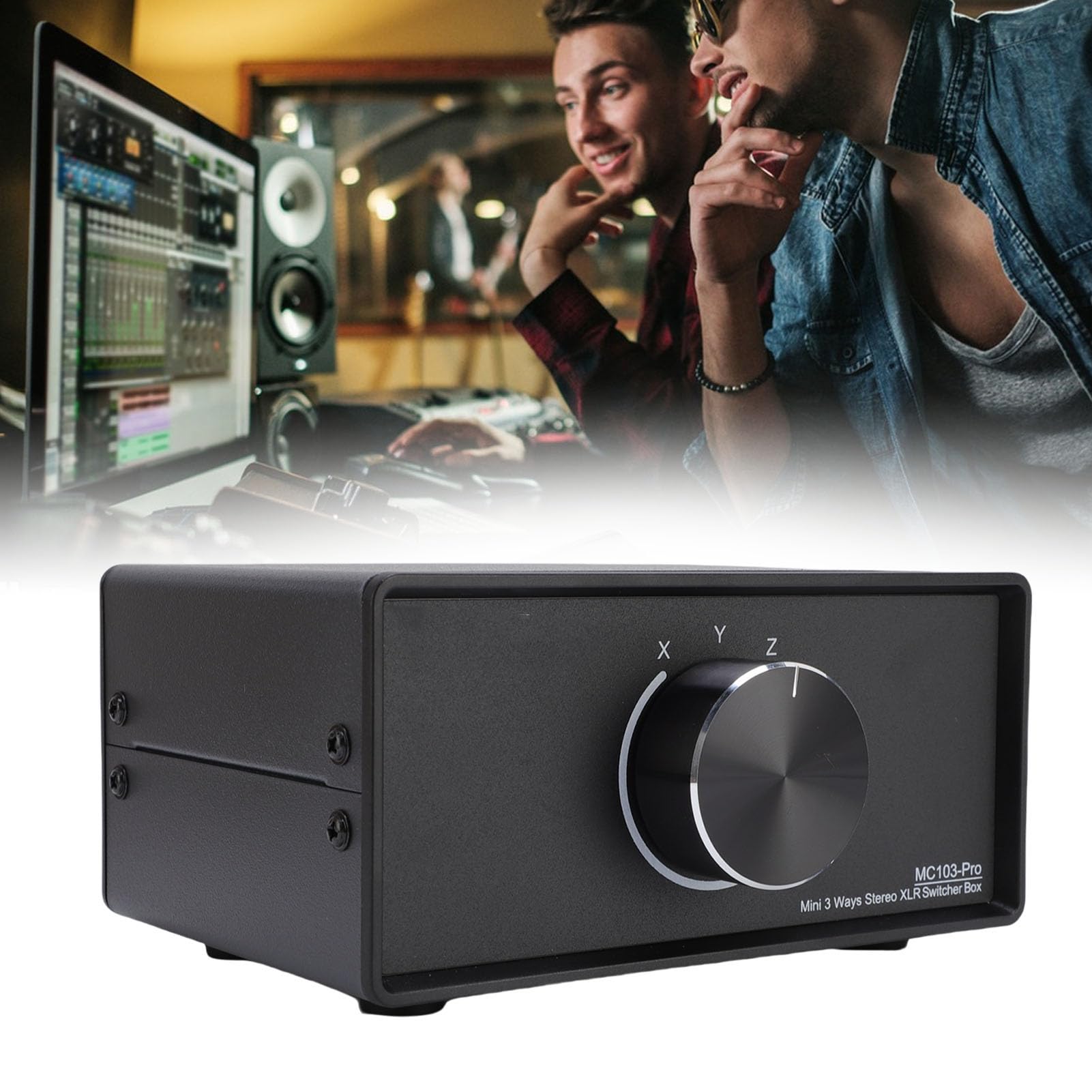 Yosoo Health Gear Convertidor de Sonido Balanceado Divisor de Sonido Estéreo Pasivo Conmutador XLR de 1 Entrada y 3 Salidas Carcasa de Aleación de Aluminio Conectores Chapados en Oro para