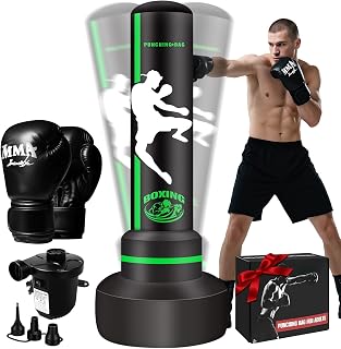 JUOIFIP 70" Freestanding Heavy Punching Bag with Stand, Boxing Gloves & Electric Pump - Kickboxing Bag for Adults Teens
