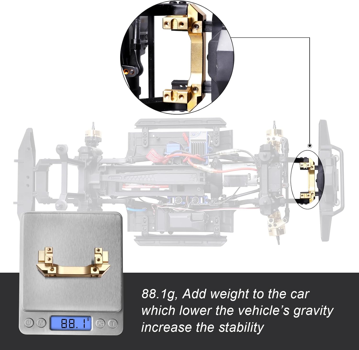 88.1g/pc Heavy Duty Brass Front Bumper w/Servo Mount for Traxxas TRX-4 TRX4 1/10 RC Crawler Car Hop Up Parts