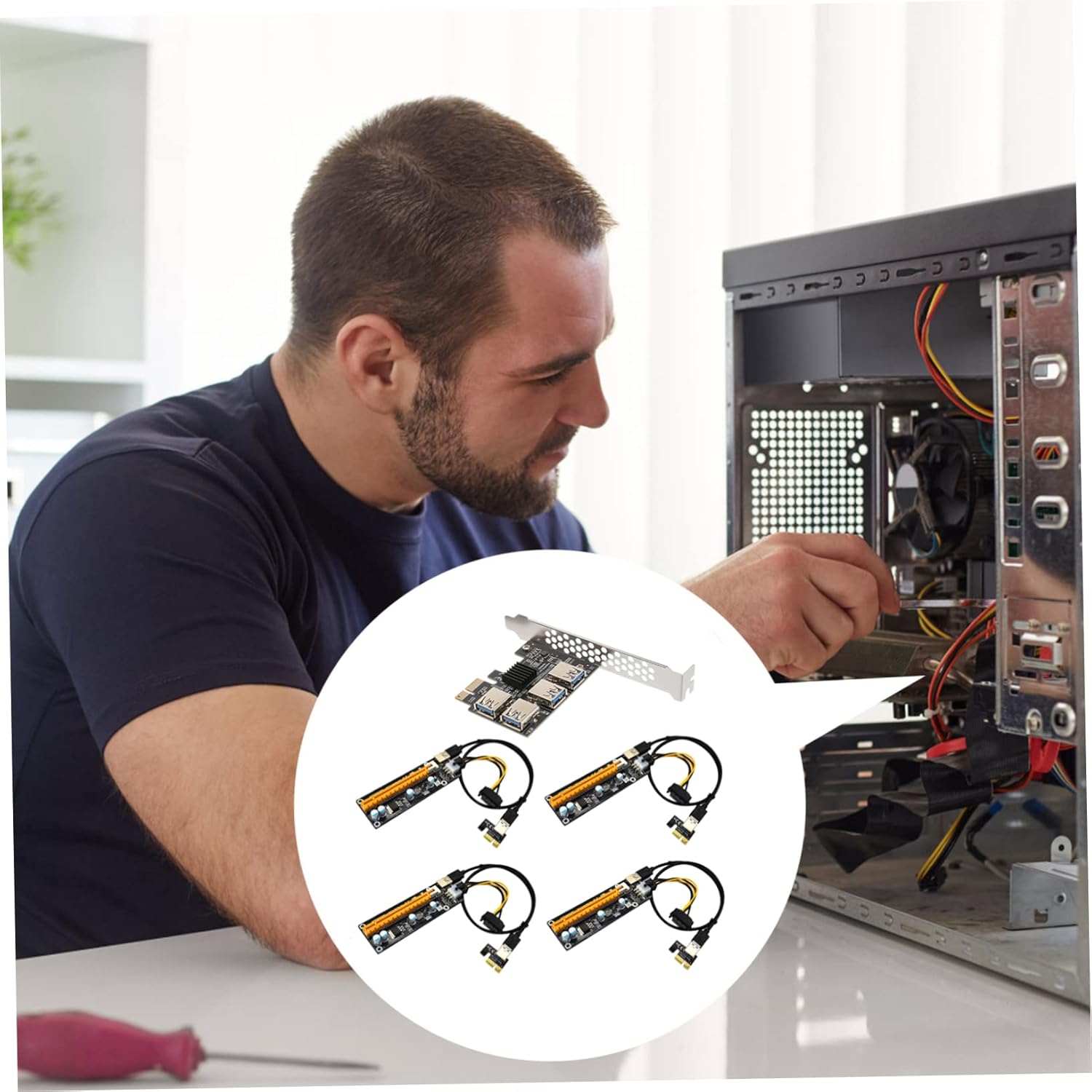 Pci Adapter Card USB Riser Extension to Pci E USB Converter with Plated Connectors and Chassis Fixing for Stable Computer Supply and Enhanced Data Reliability