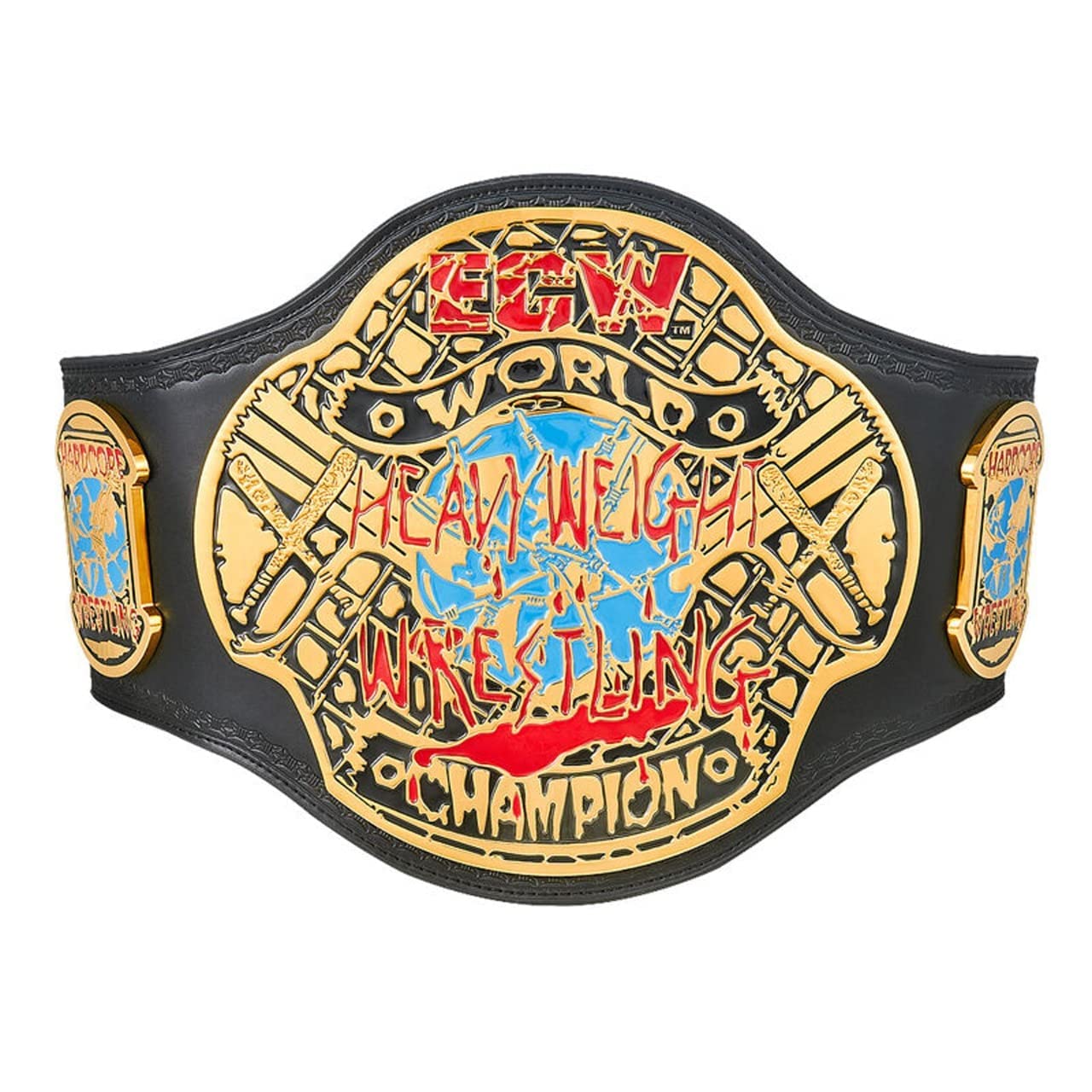 ECW WORLD HEAVYWEIGHT CHAMPION REPLICA BELT ADULT SIZE, Black, Adult size