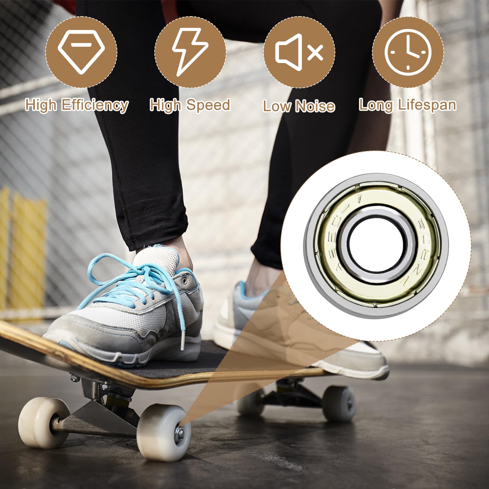 Rodamientos Metálicos 608ZZ para Monopatín Patines Longboard Fidget Spinner 40 Piezas Plateado