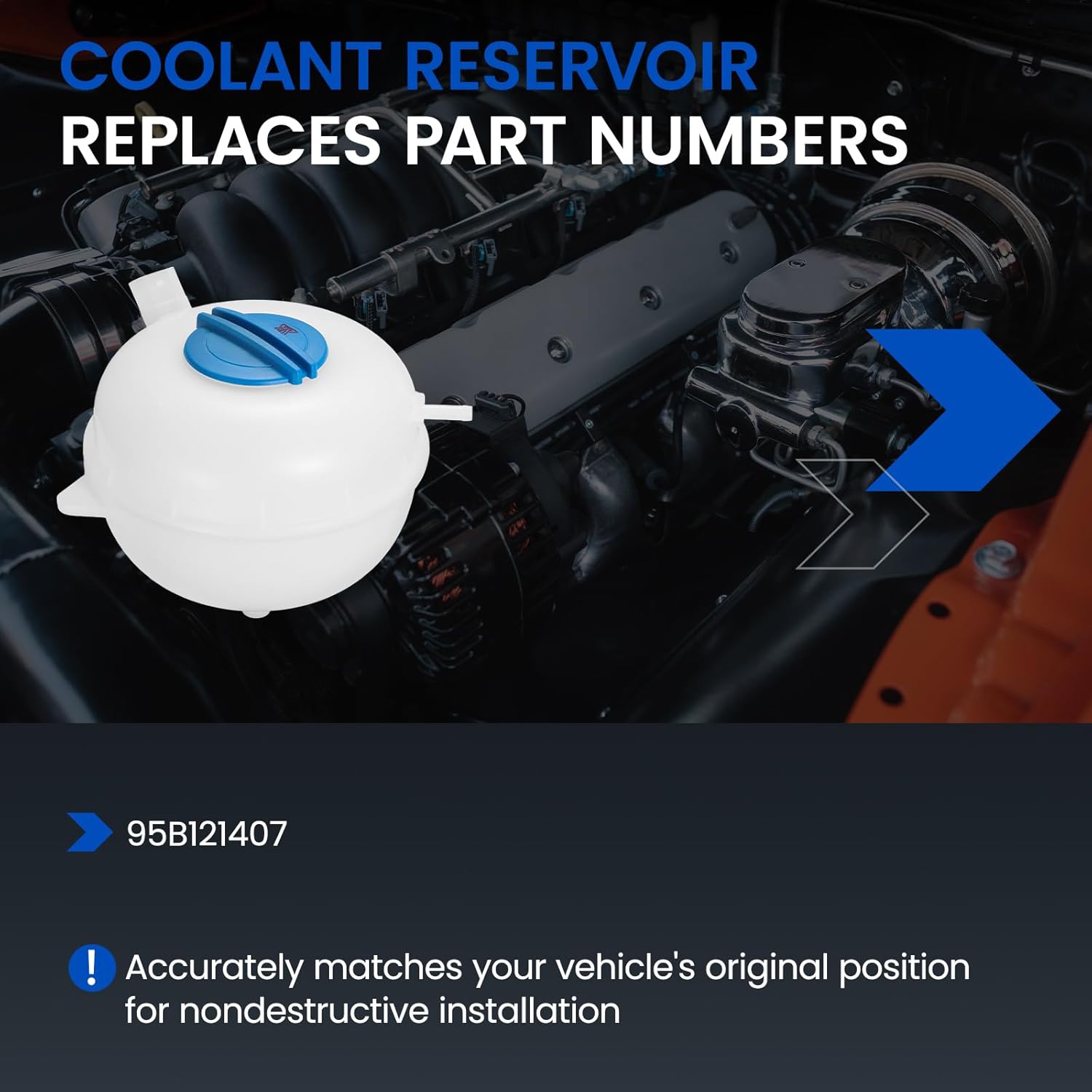 Engine Coolant Reservoir Tank 95B121407 Compatible with Porsche Macan 2015 2016 2017 2018 3.0L 3.6L V6 Replace 95B121407 Coolant Overflow Reservoir