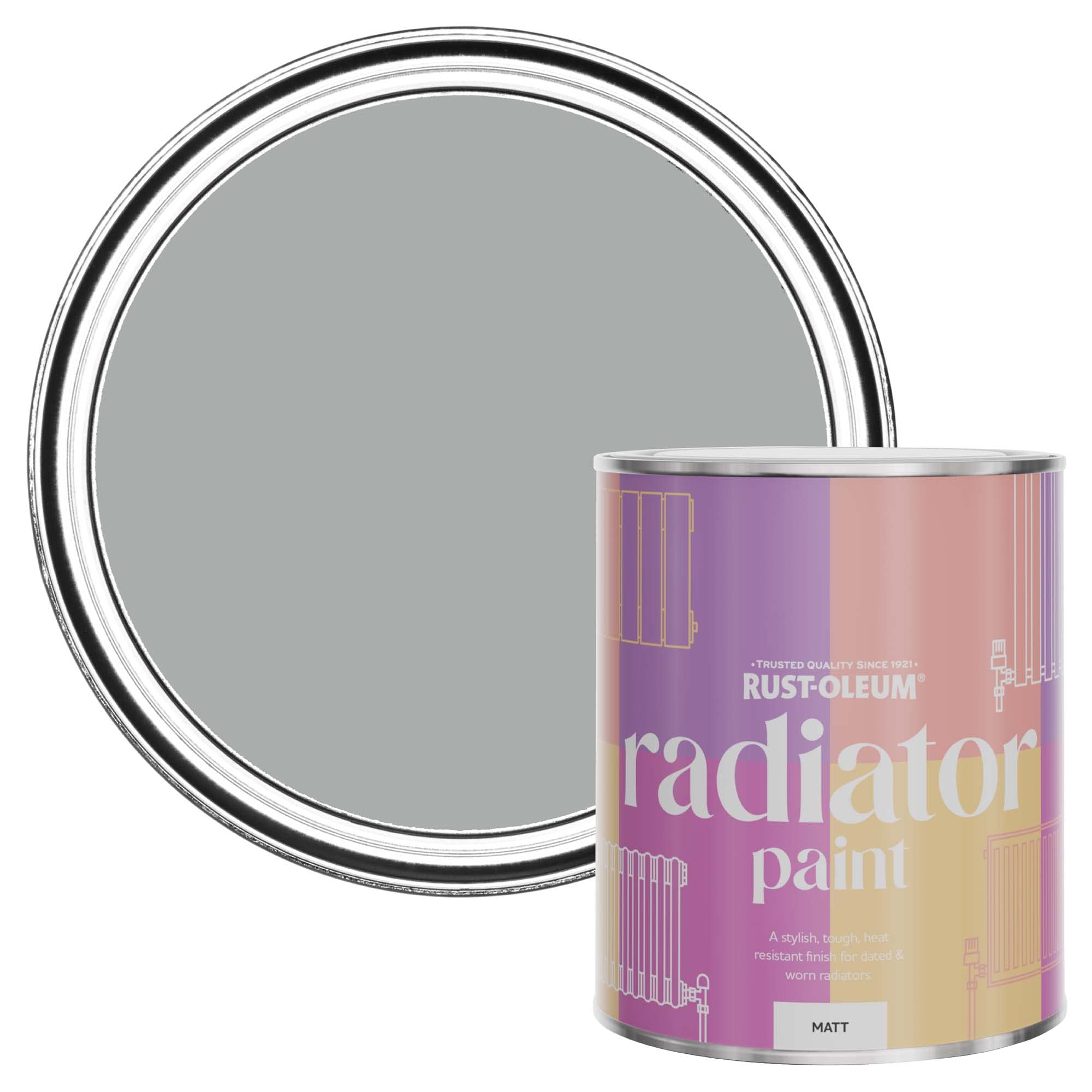 Rust-Oleum Light Heat Resistant Radiator Paint In Matt Finish - Dove 750Ml (Shdrct1133) Grey