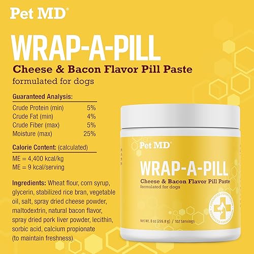 Vista 29 de Pet MD Wrap A Pill Paste - Pastilla con sabor a tocino para perros, crea un bolsillo para ocultar pastillas y medicamentos, 59 porciones