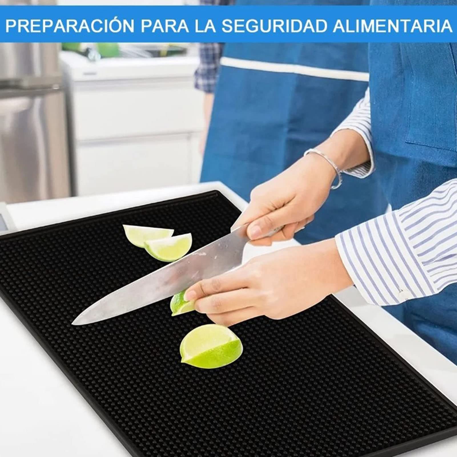2 alfombrillas de barra de 17.7 x 11.8 pulgadas para encimera, tapete de PVC negro, tapete de derrames para encimera de bar, resistente al agua, aislante del calor, tapete de servicio de bar