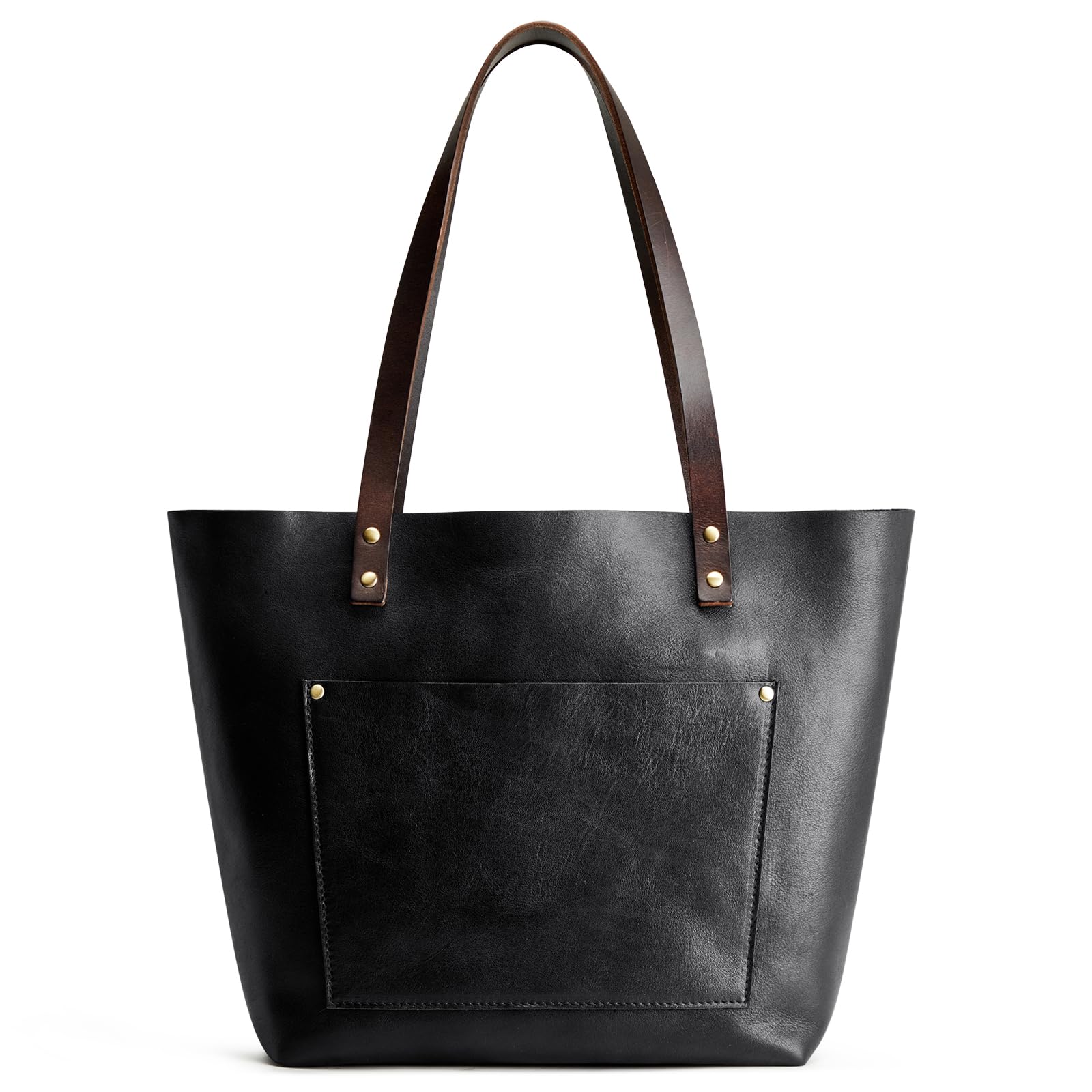 S-ZONELeather Tote Bag for Women Large Work Shoulder Purses and Handbags with Outside Pocket