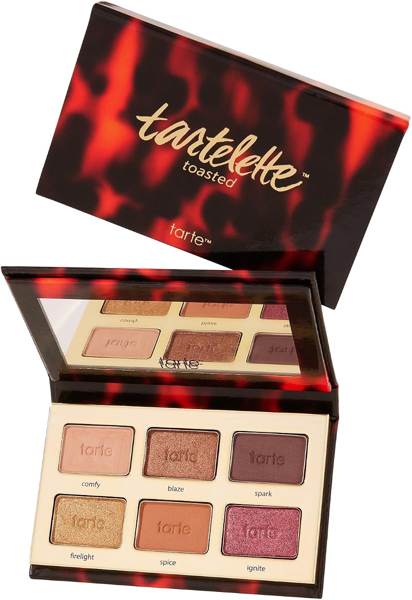 tartelette tostado mini paleta de arcilla amazónica – Paleta de sombras de ojos con brillos y neutros de bronce mate, pigmento de larga duración y fórmula ligera mezclable, sin crueldad