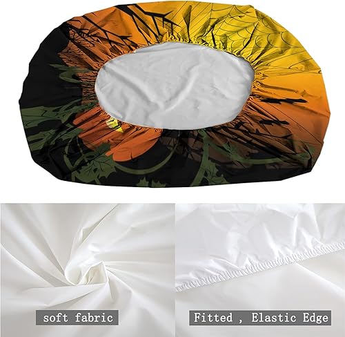 Miniatura 5 de Juego de sábanas bajeras con diseño de hojas de calabaza, diseño de Halloween, decoración de ropa de cama de 3 piezas, bolsillo profundo, calidez