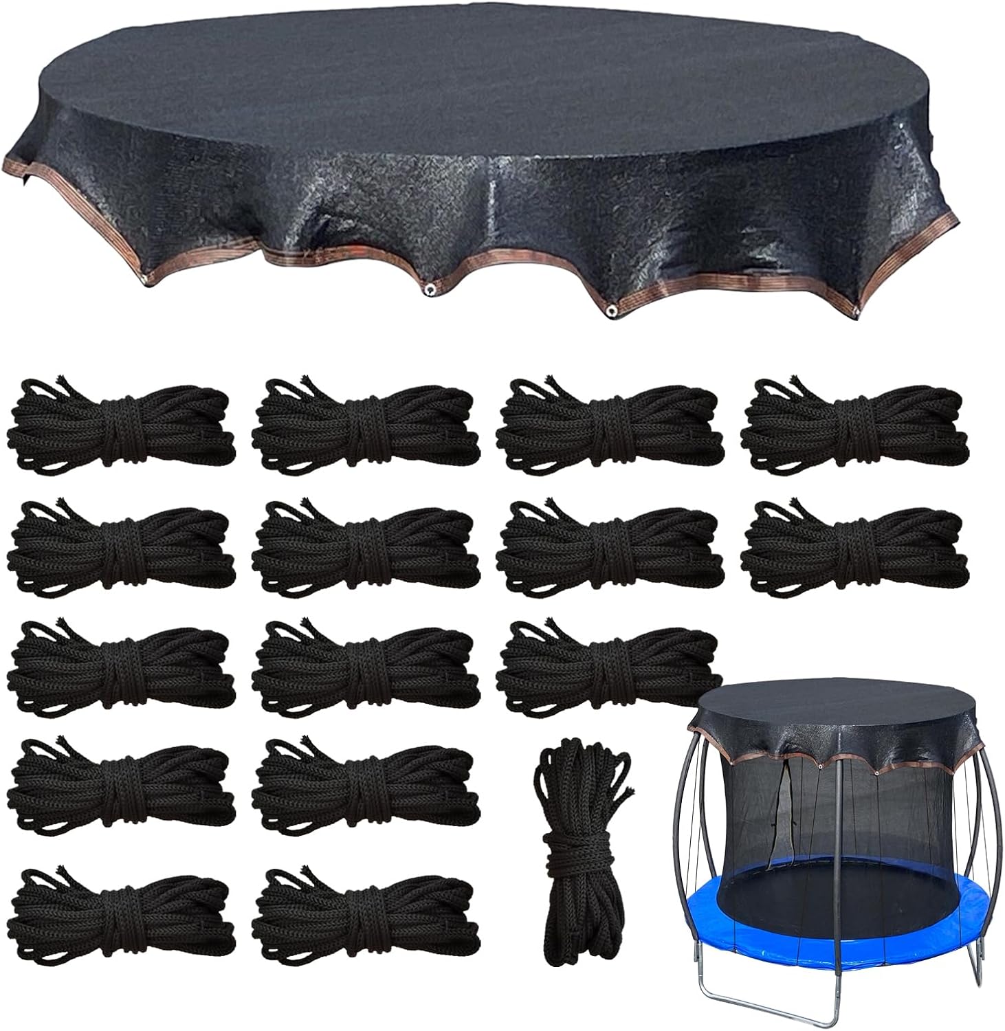 トランポリン トップカバー - 日除けシェード生地,耐候性 紐付き UVカット メッシュネット 屋外スポーツ アクセサリー 庭遊び場