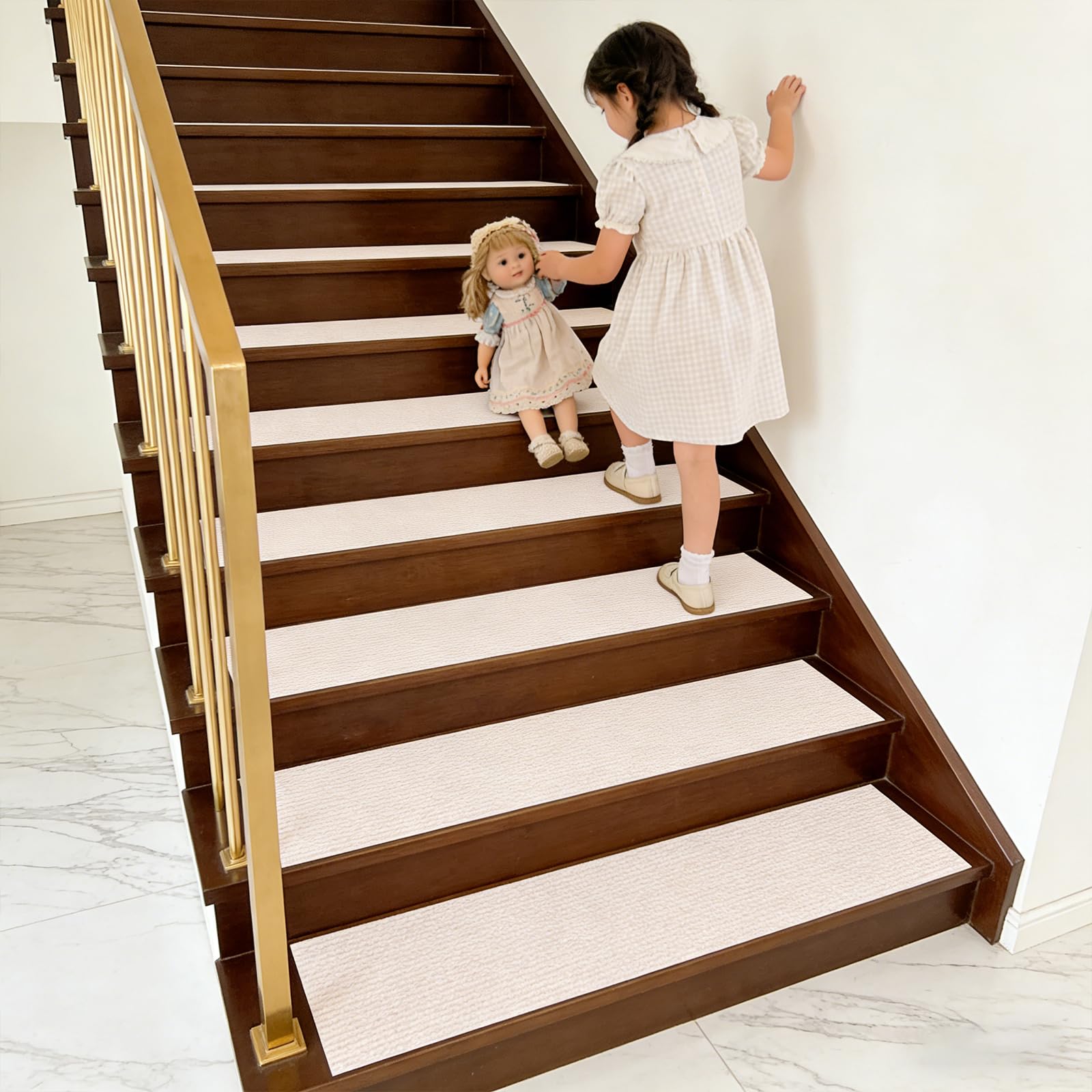 Juego de 5 alfombrillas antideslizantes para escaleras de 28 x 68 cm, TPE, recortables y reutilizables, seguras para niños, para seguridad en el hogar