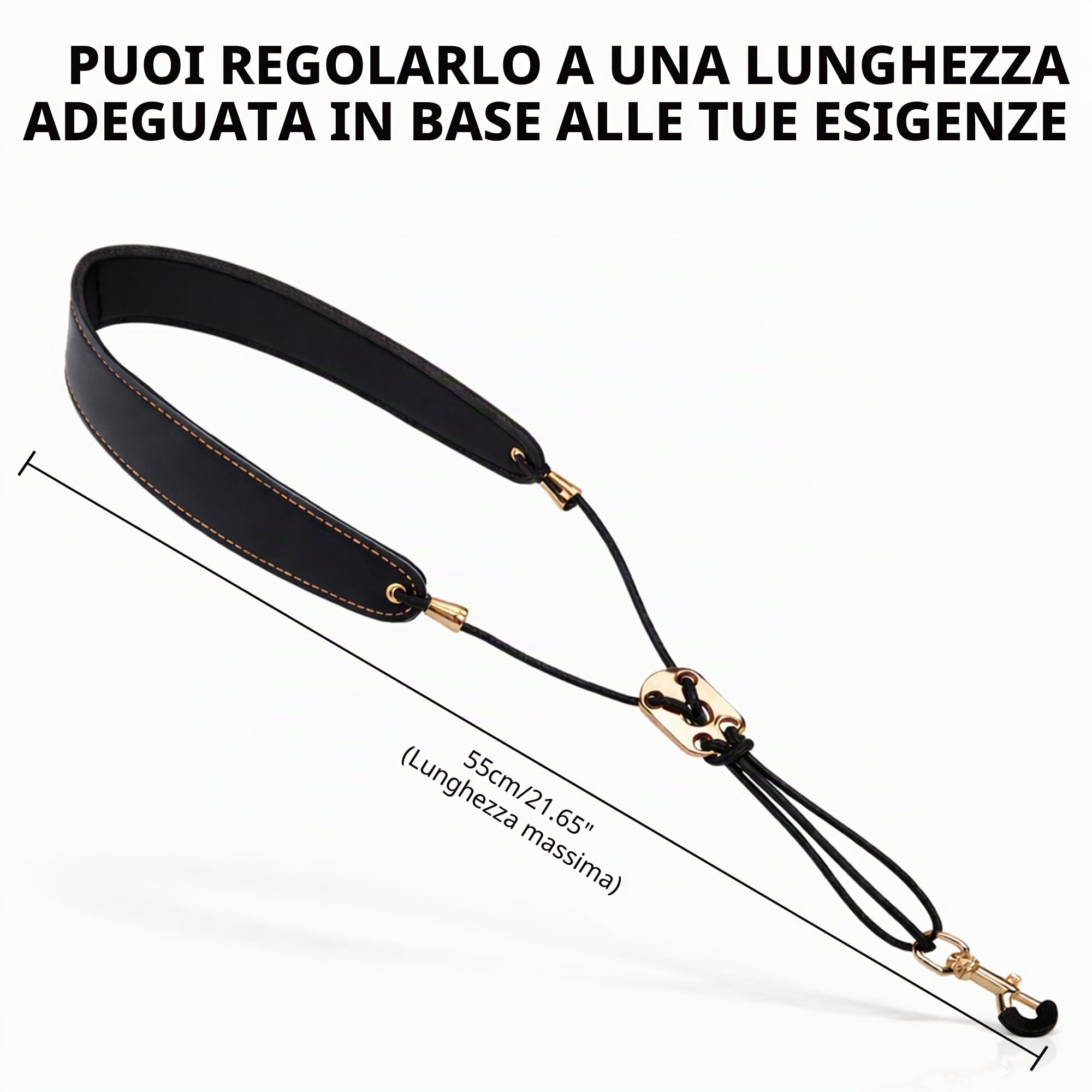 Musiin Tracolla professionale per sassofono, in pelle, imbottita, morbida, per baritono, contralto, tenore, soprano, baritono (nero), Nero, Universal size