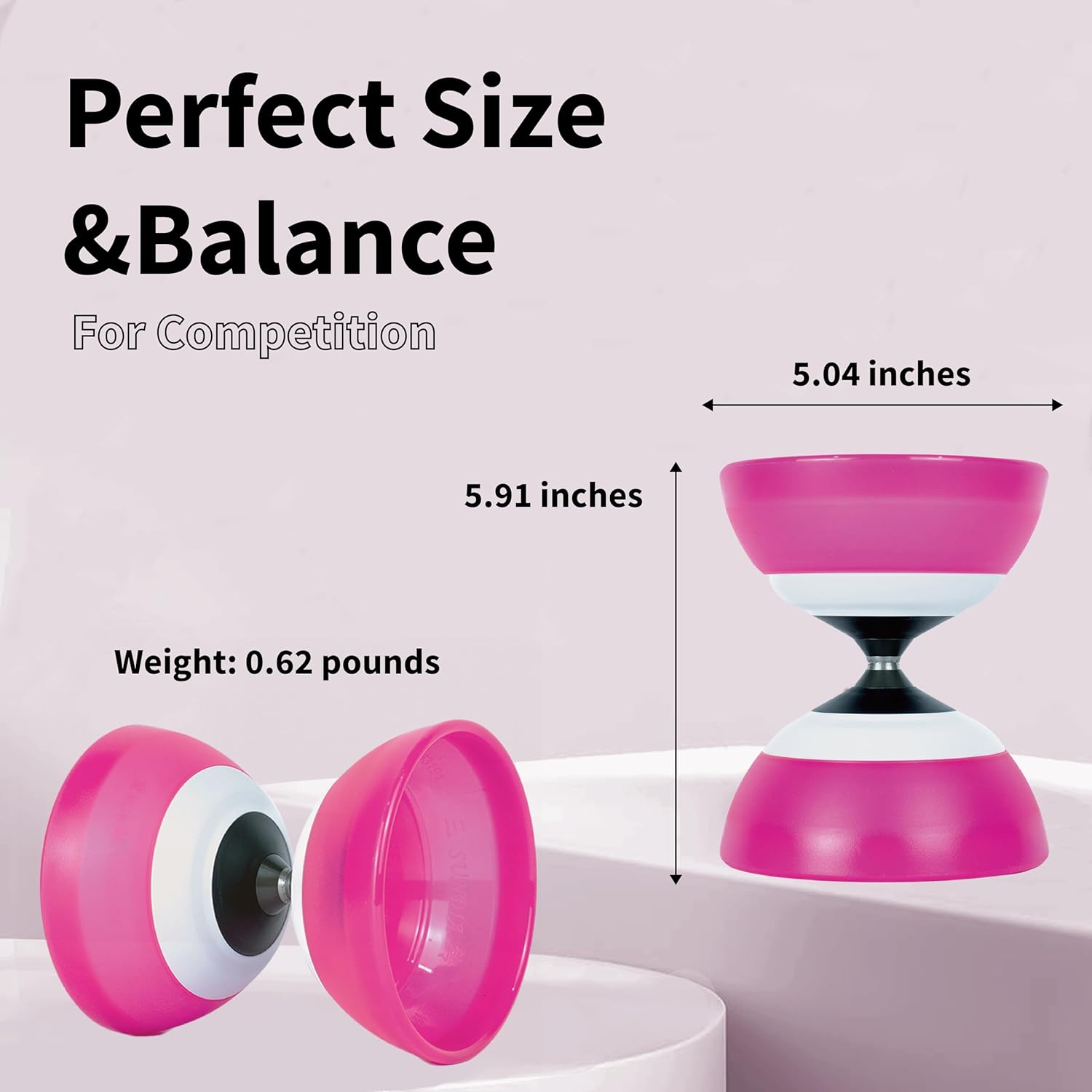 Sundia G3 Series - Professional Five Bearing Diabolo for Quick Acceleration, Smooth Rotations, High Performance for All Tricks and Levels - Beginners to Pros, Juggling Chinese Yoyo - Fog Black