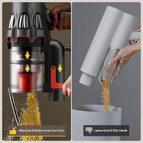 Miniatura 7 de Aspiradoras para el hogar, aspiradora inalámbrica antienredos de hasta 90 minutos con filtro HEPA, aspiradora portátil recargable inalámbrica de 590