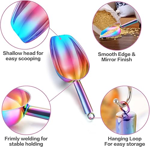 Miniatura 10 de TeamFar Cuchara de hielo de 5 onzas, recipiente de acero inoxidable para dispensador de cocina, tarros de bufé, saludable y resistente, multiusos y