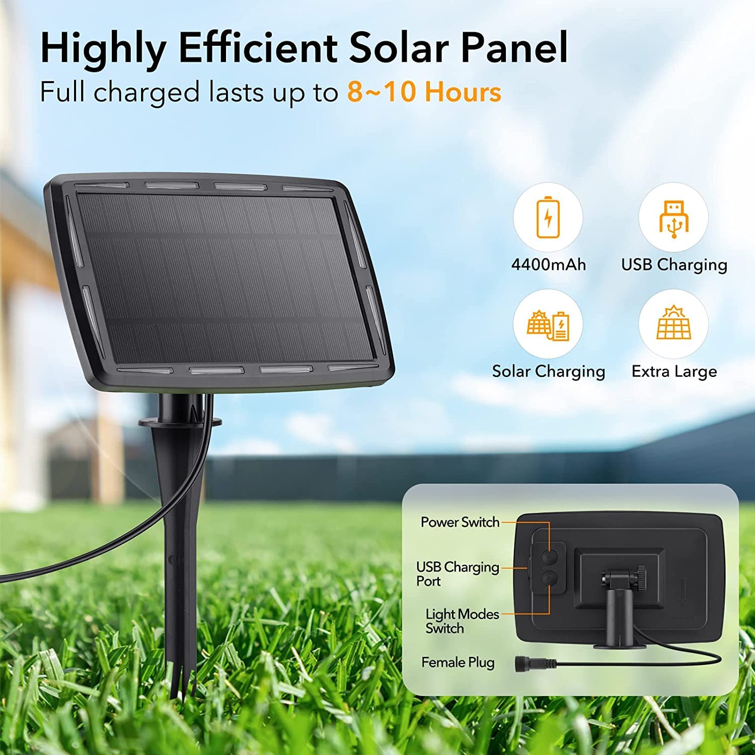 Joomer Luces Solares LED Exterior Jardin con USB Recargable, 15,6M Guirnaldas Luces Exterior Solar 25+2 G40 Bombillas, 4 Modos Luces Exterior Solar Blanco Cálido Impermeable para Patio Boda Fiesta