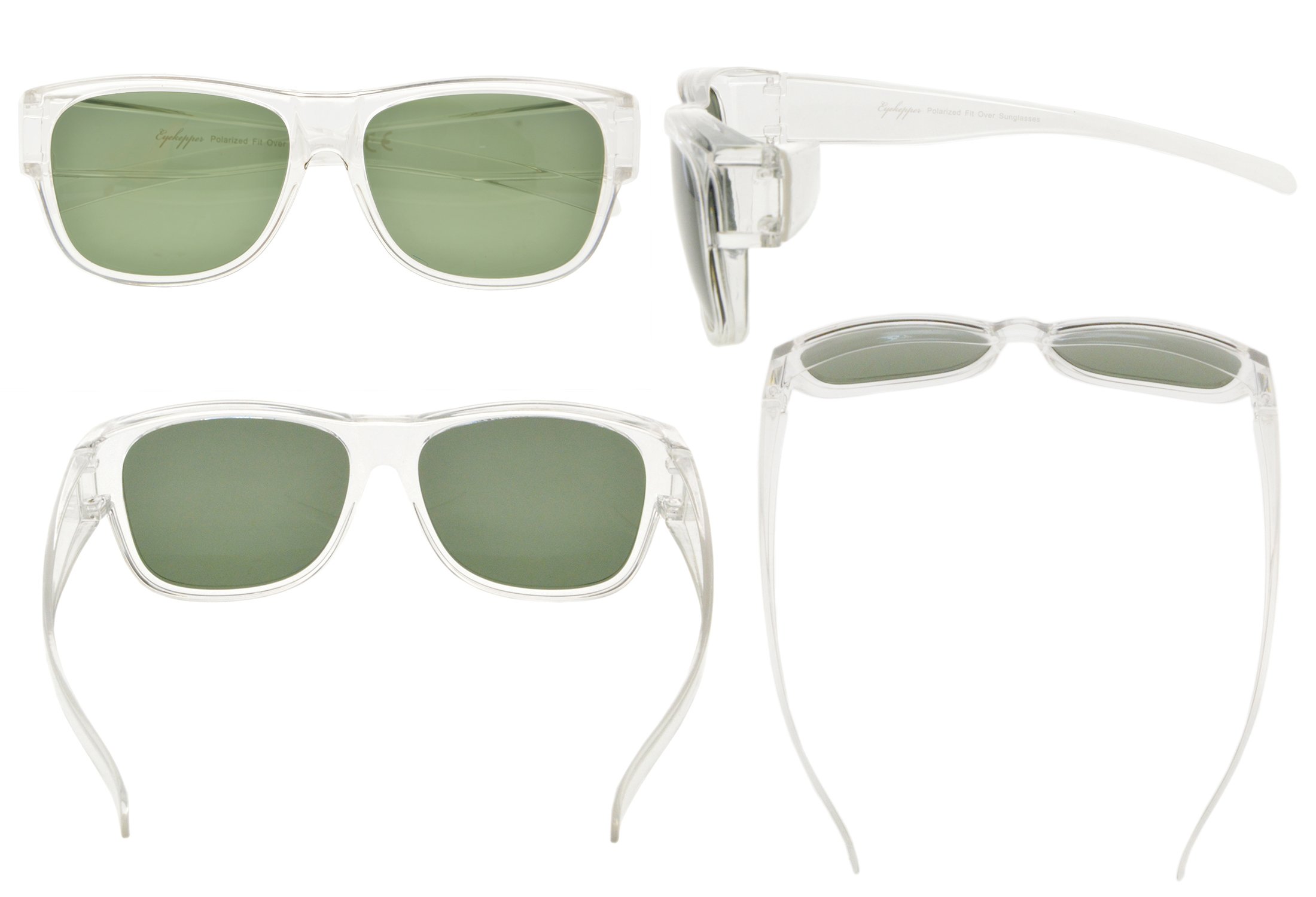 Eyekepper Polarized Fitover Sunglasses for Presciption Glasses (Transparent/G15 Lenses)