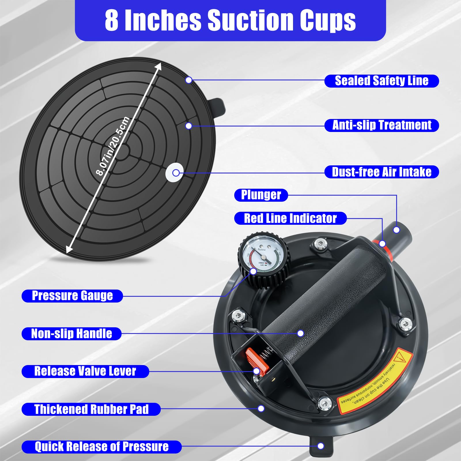 Heavy Duty Suction Cups Heavy Duty Glass Suction Cups (2-Pack) - 350LB Capacity For Moving Large Glass, Tiles & Windshields 350lb Capacity Suction Cups - View #9