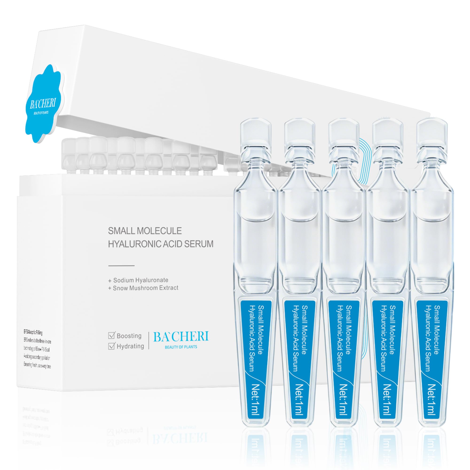 Hyaluronic Acid Serum – Ultra Hydrating Serum for Plumper Skin Daily Pre-Makeup Skincare Not Sticky Hyaluronic Acid Ampoules, Suitable for Dry &