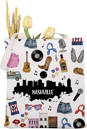 MAOFAED Nashville Gift Nashville Souvenir Nashville Bolsa de lona de regalo de viaje para ir de compras y oficina