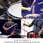 CAVLA 5A Maple Wood Drumsticks, Drum Rods, Retractable Wire Brushes, 12-Piece Set With Dampeners And Portable Storage Bag For Kids, Adults, Beginners, Jazz, Folk