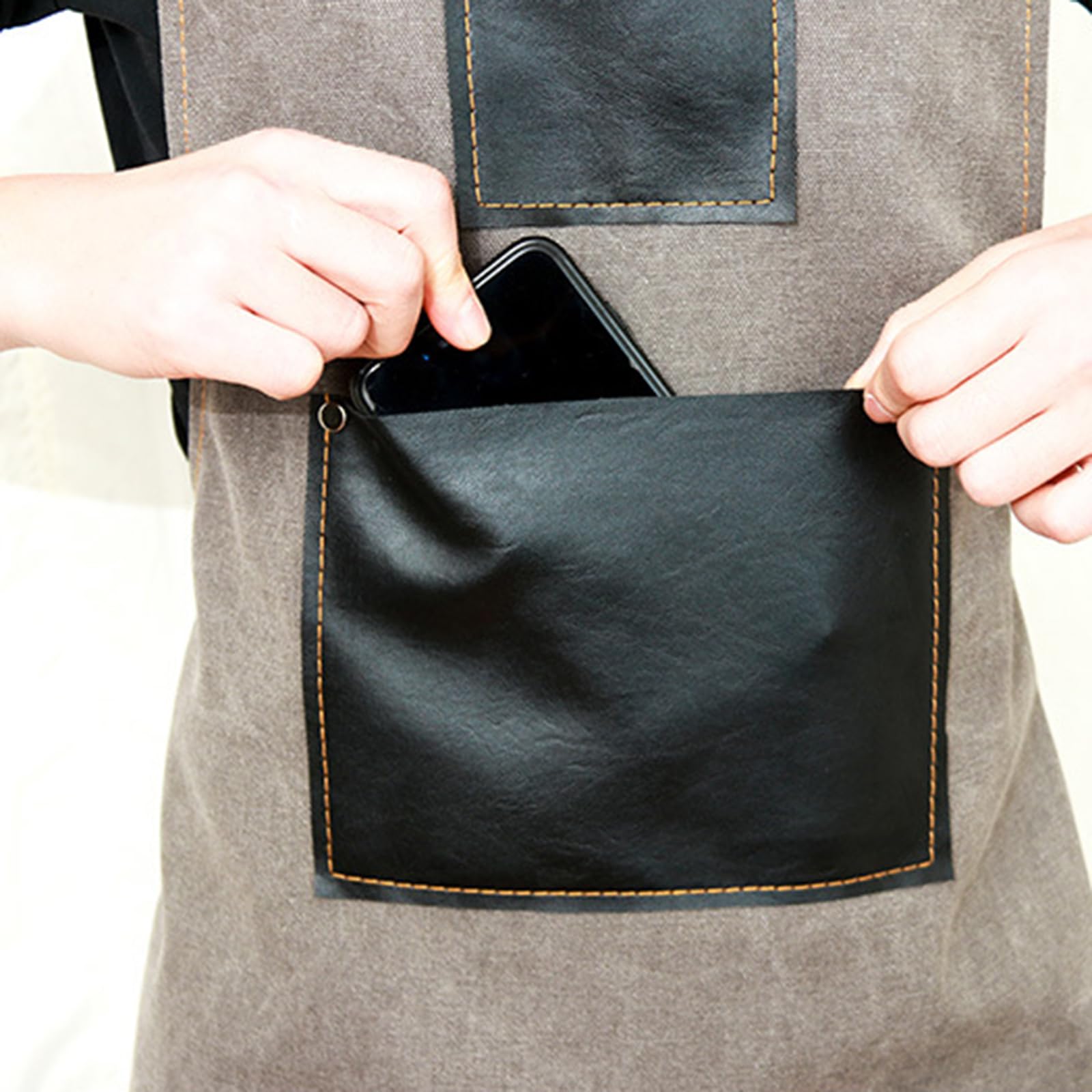 Grembiuli da cuoco for uomo e donna con tasche, grembiule lavoro for cucina, ristorante, barbecue, pittura, artigianato, marrone