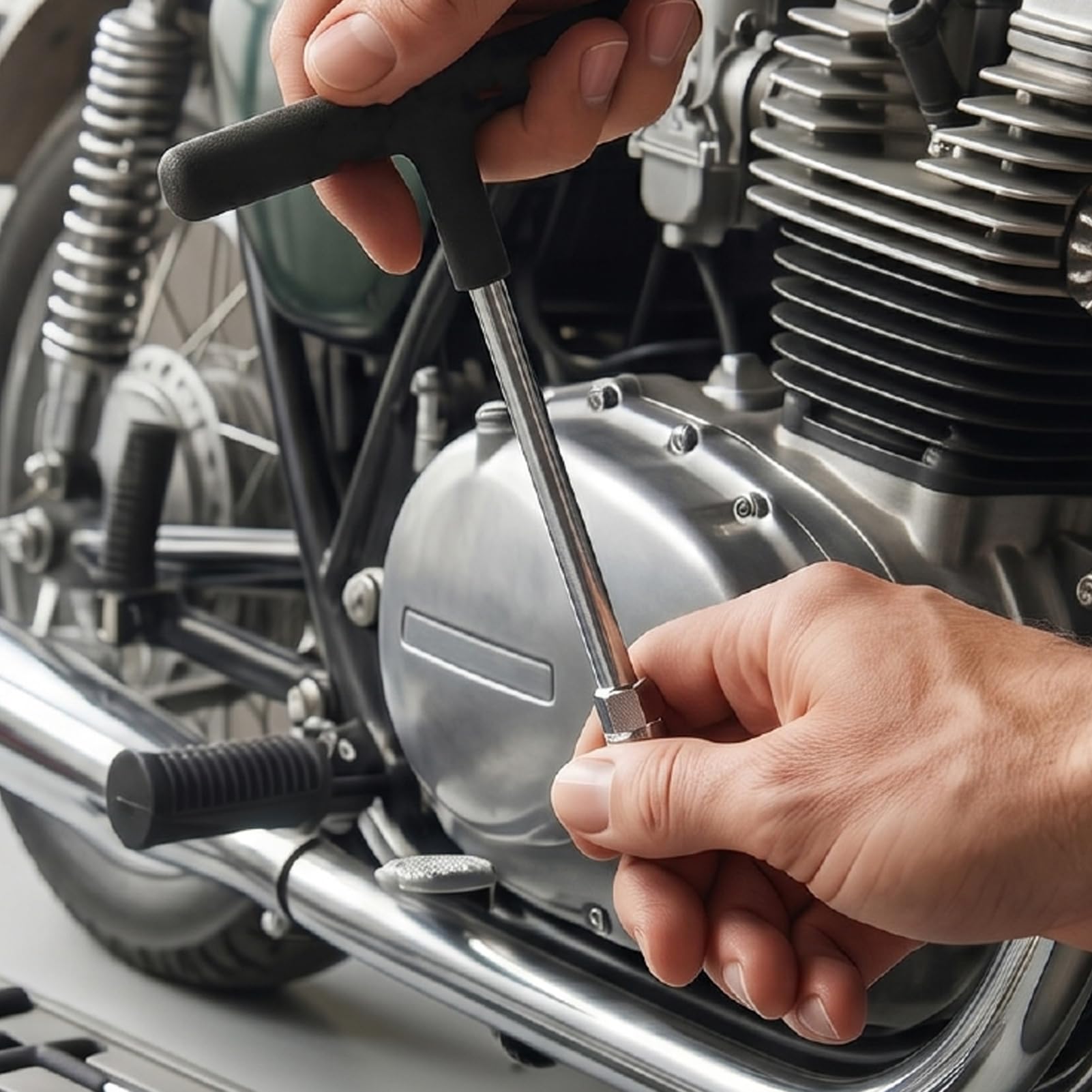 7-częściowy Klucz Nasadowy z Uchwytem T, Nasadki Sześciokątne 6–14 Mm z Ergonomicznym Uchwytem, Zamiennik do Naprawy Motocykli, Samochodów i rowerów.