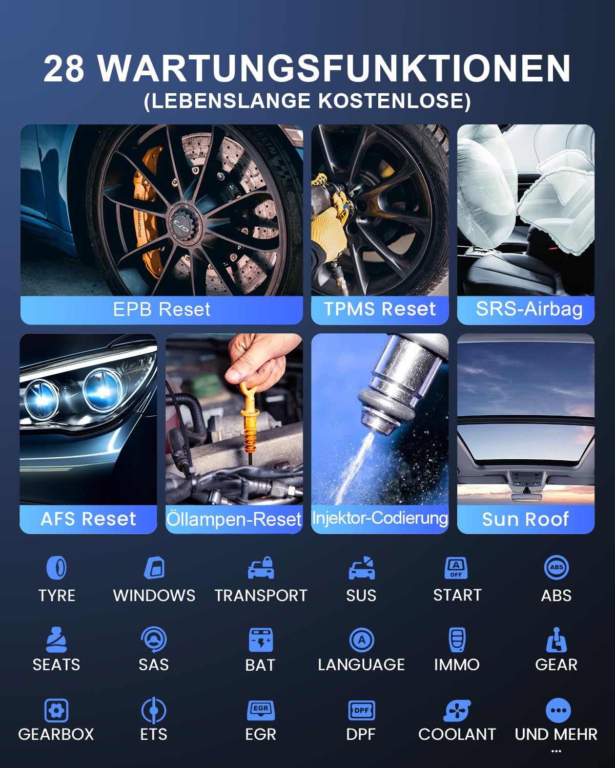 OBD2 Diagnosegerät, MUCAR VO6 Diagnosegerät Auto, Für Alle Fahrzeuge Mit & Alle Systemdiagnosen Und 28 +Reset-Funktion, Kfz Auslesegerät Mit AutoVIN, Android 10.0