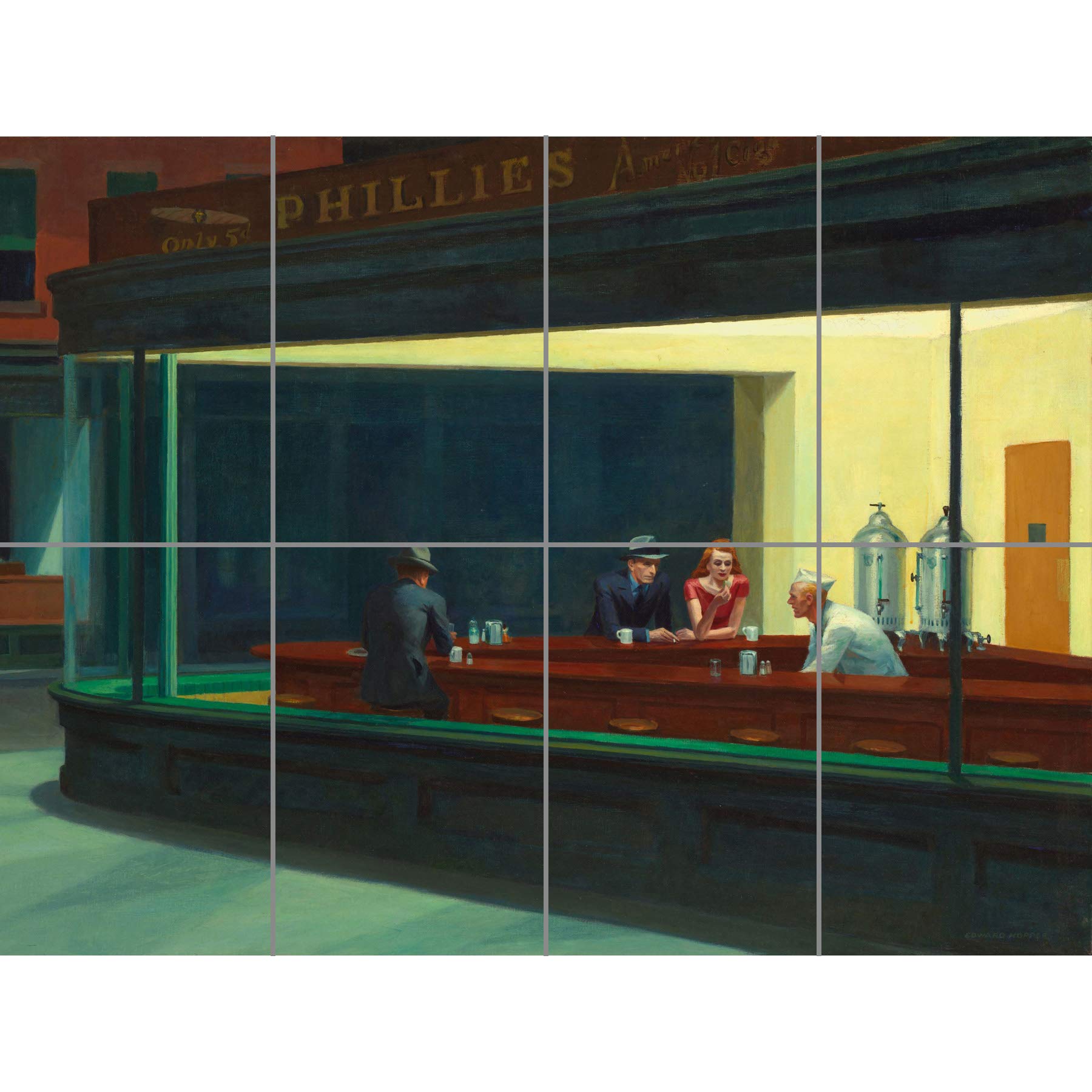 Artery8 Edward Hopper Nighthawks Iconic Painting XL Giant Panel Poster (8 Sections)