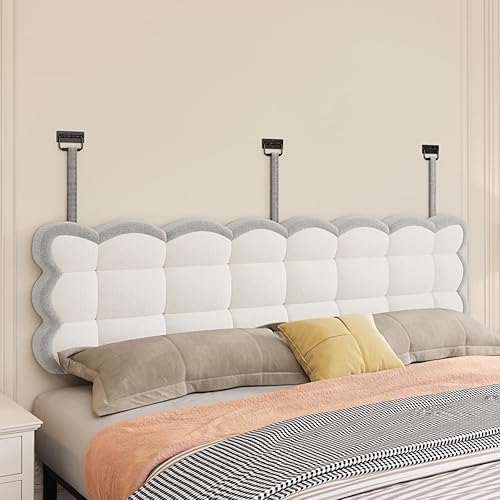 Miniatura 17 de Cabecera King Cabeceras para Camas Ajustables Respaldo Cabecera Montada en Pared con Acolchado de Botones Grises Cabecera Colgante para Dormitorio