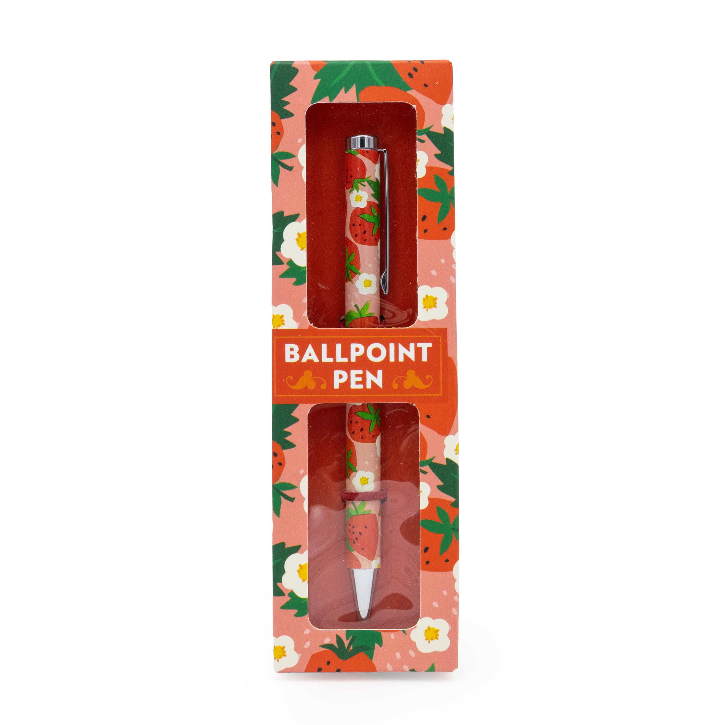 Strawberries Ballpoint Pen in Gift Box – Black Ink Twist Nib – Stylish Writing Pen with Fruit Design