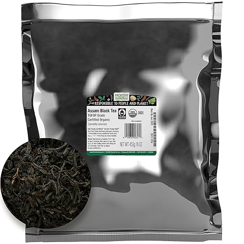 Frontier Co-op Organic Fairtrade Assam Black Tea, Tippy Golden Flowery Orange Pekoe  Hoja suelta, Kosher  16 onzas (paquete de 1)