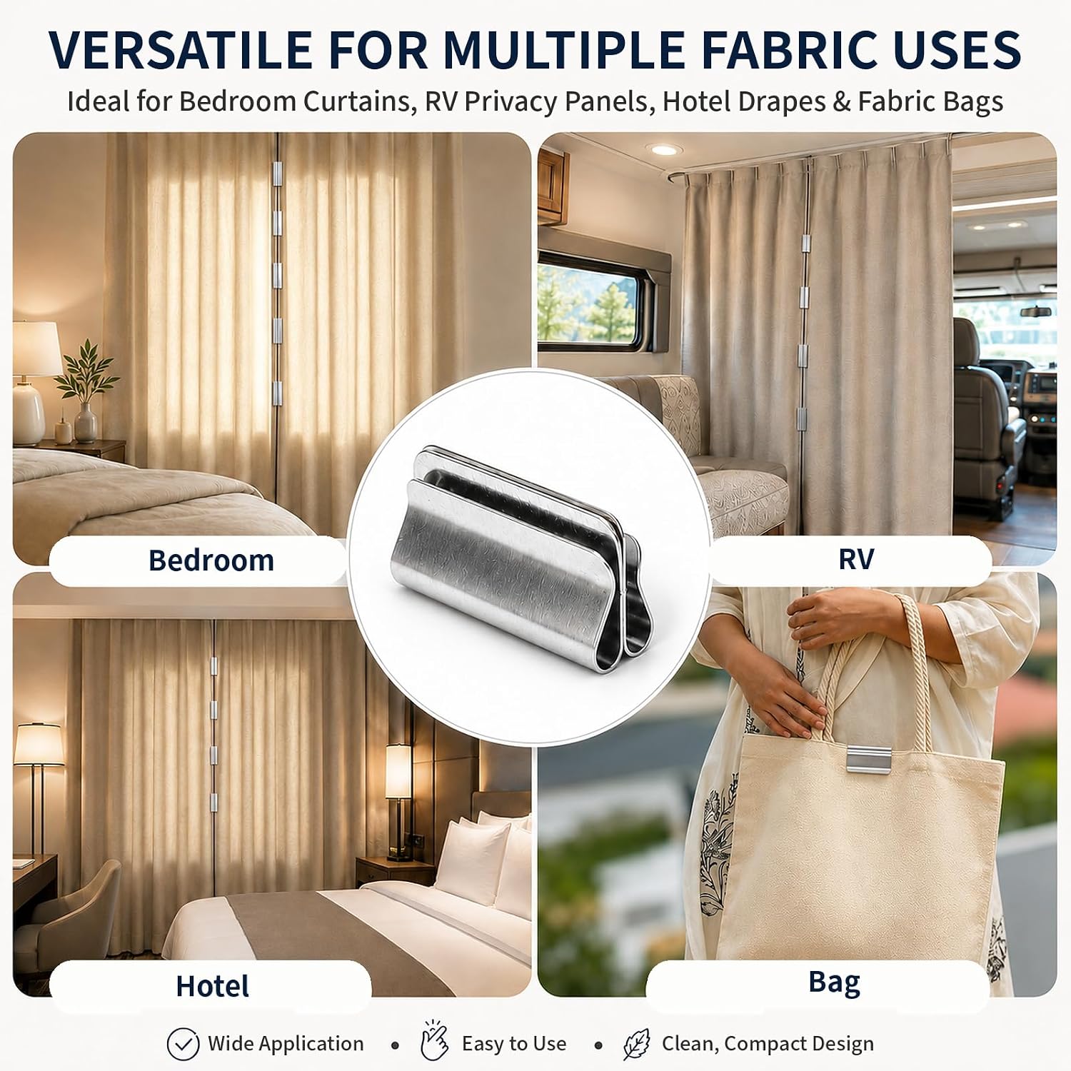 24 Pairs Magnetic Curtain Clips No-Drill for Light Blocking Privacy