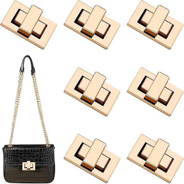 7Pcs Purse Lock Twist Turn Locks Clasp for DIY Leather Crafts Handbag Shoulder Bag Purse Accessories(Gold,32*18mm)