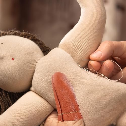 Miniatura 2 de COHEALI 10 pares de cunas de cuero para uñas, herramientas de ganchillo, guantes de tallado de madera, kits de dedales de tejer, protectores de