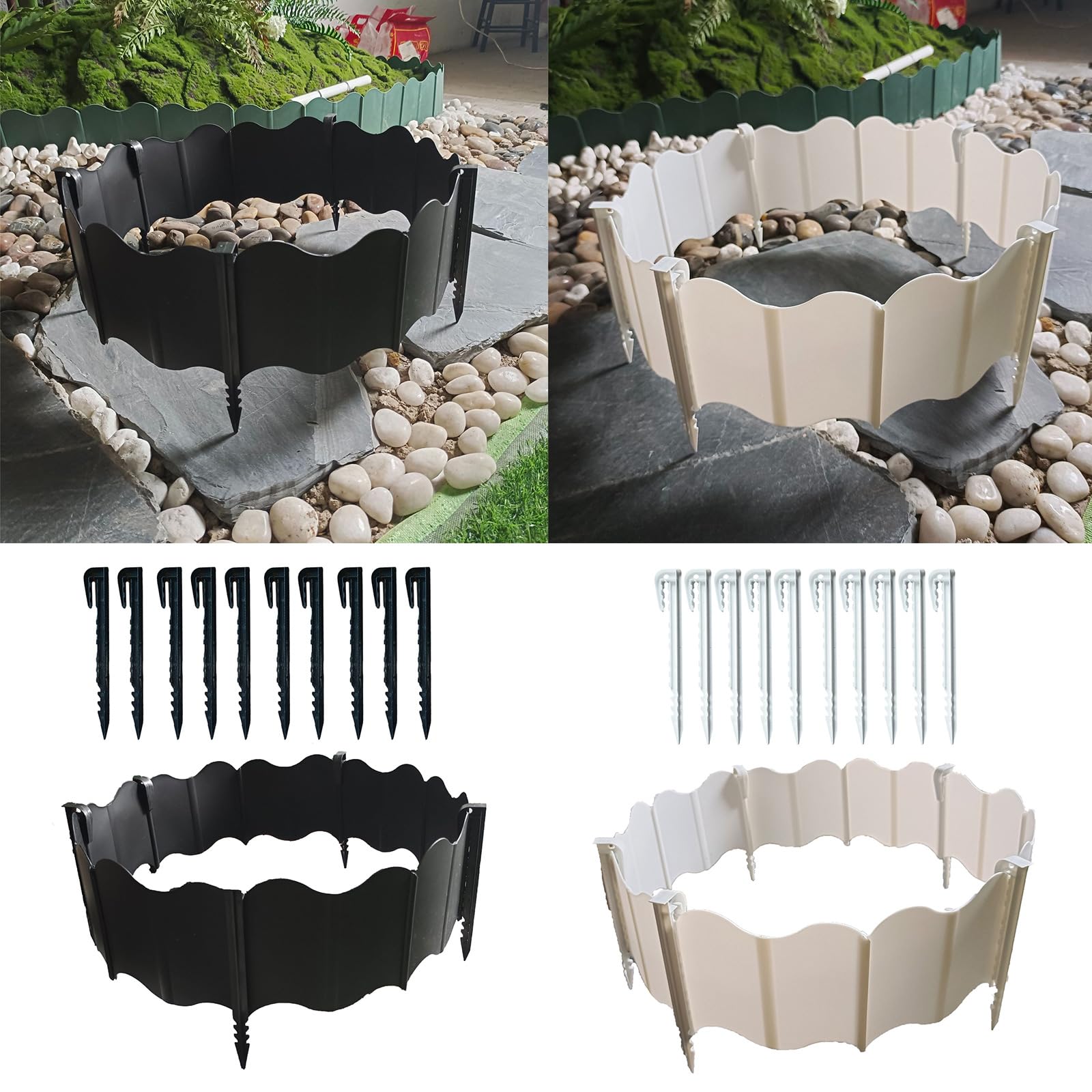 Recinzione confine con bordi in da giardino, Black
