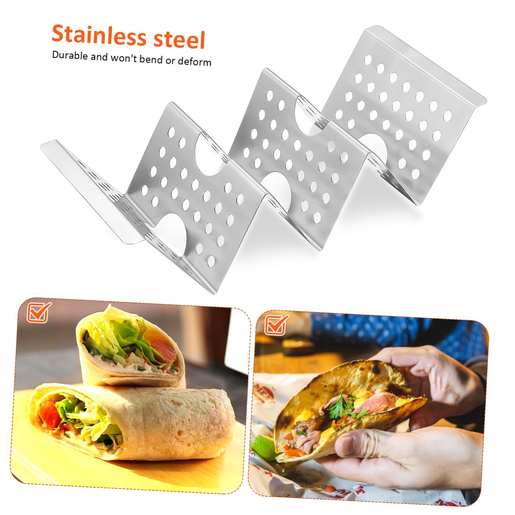 8 Piezas Soportes para Tacos de Acero Inoxidable para Cocina de Rack Decorativo para Tortillas Verticales Resistente y Seguro para Hogar y Restaurante