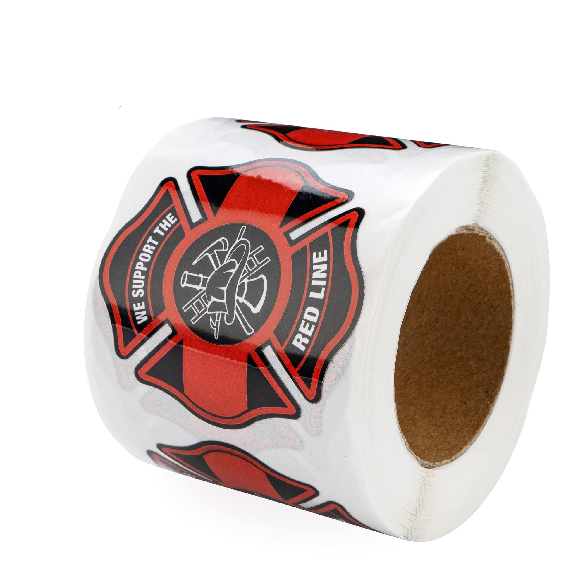 Firefighter Support Stickers - Red Line Badge Stickers - Perfect for Event Decoration, Appreciation Campaigns & Fundraising - 2-Roll-500