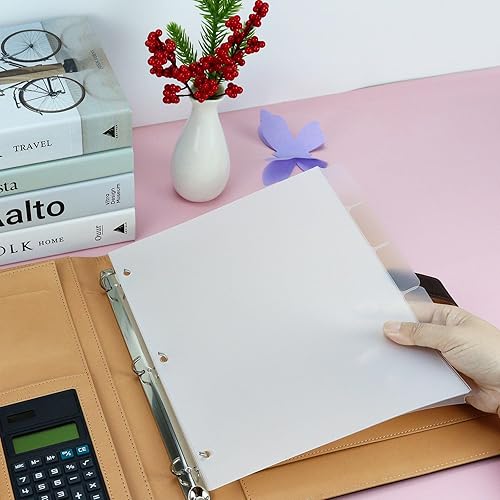 Miniatura 6 de Buqoo Juego de separadores de plástico de 3 anillas, separadores de 5 pestañas, separadores de hojas, separadores de páginas, separadores de índices