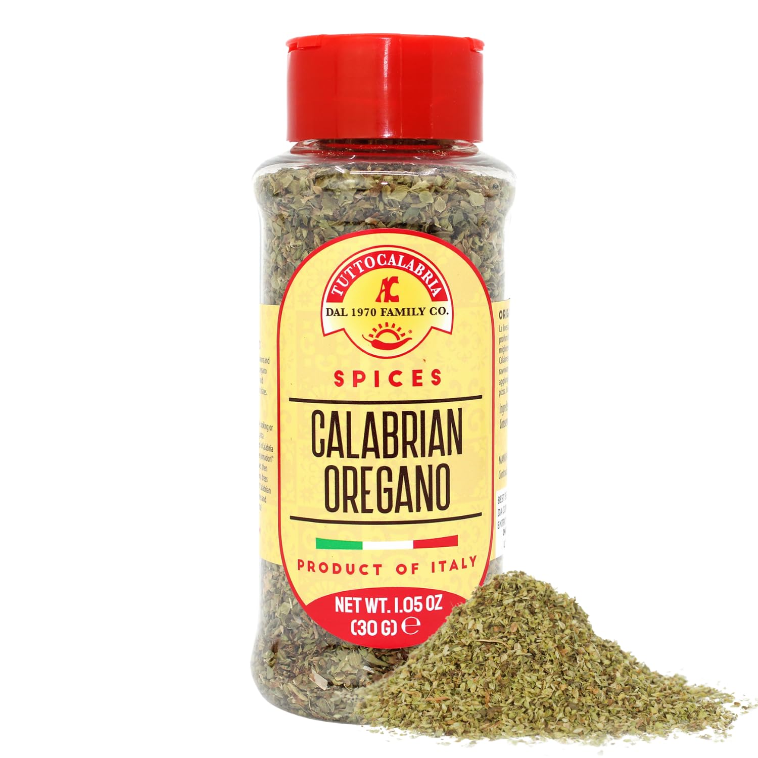TUTTOCALABRIA Oregano, Calabrian Dried Oregano Flakes in a Shaker (30 g)
