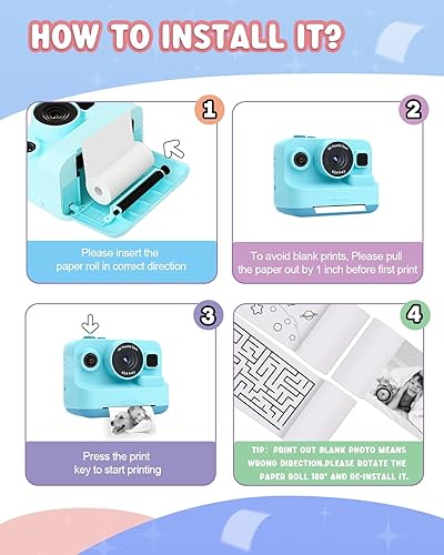 Miniatura 7 de Dylanto Cámara de impresión instantánea para niños, cámaras instantáneas 1080P para niños que imprimen fotos, regalos de cumpleaños de Navidad para
