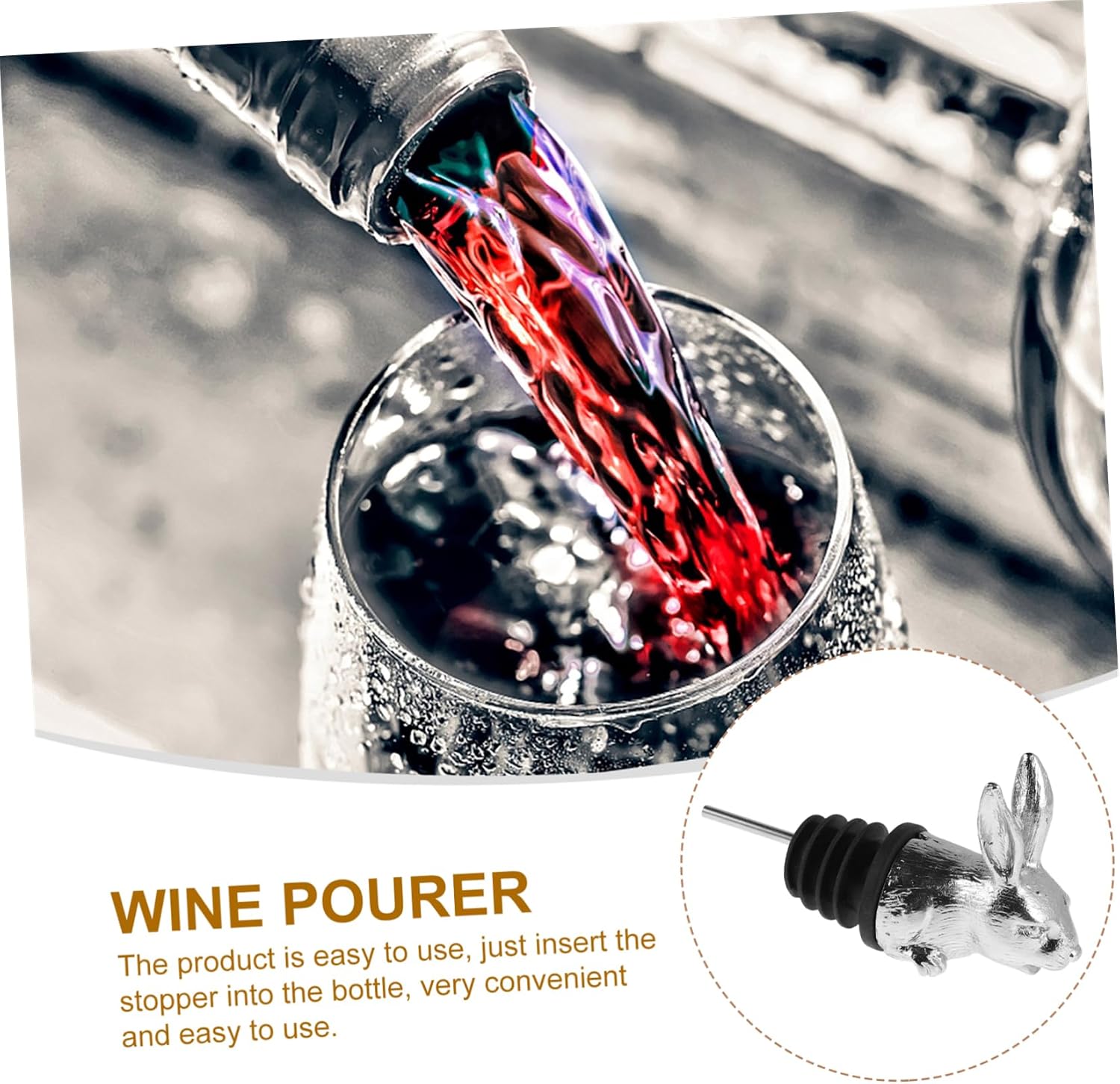 Cabilock Rabbit Wine Pourer Stainless Steel Liquor Bottle Spout Unique Animal Design Aerator for Home Serve Wine Liquor
