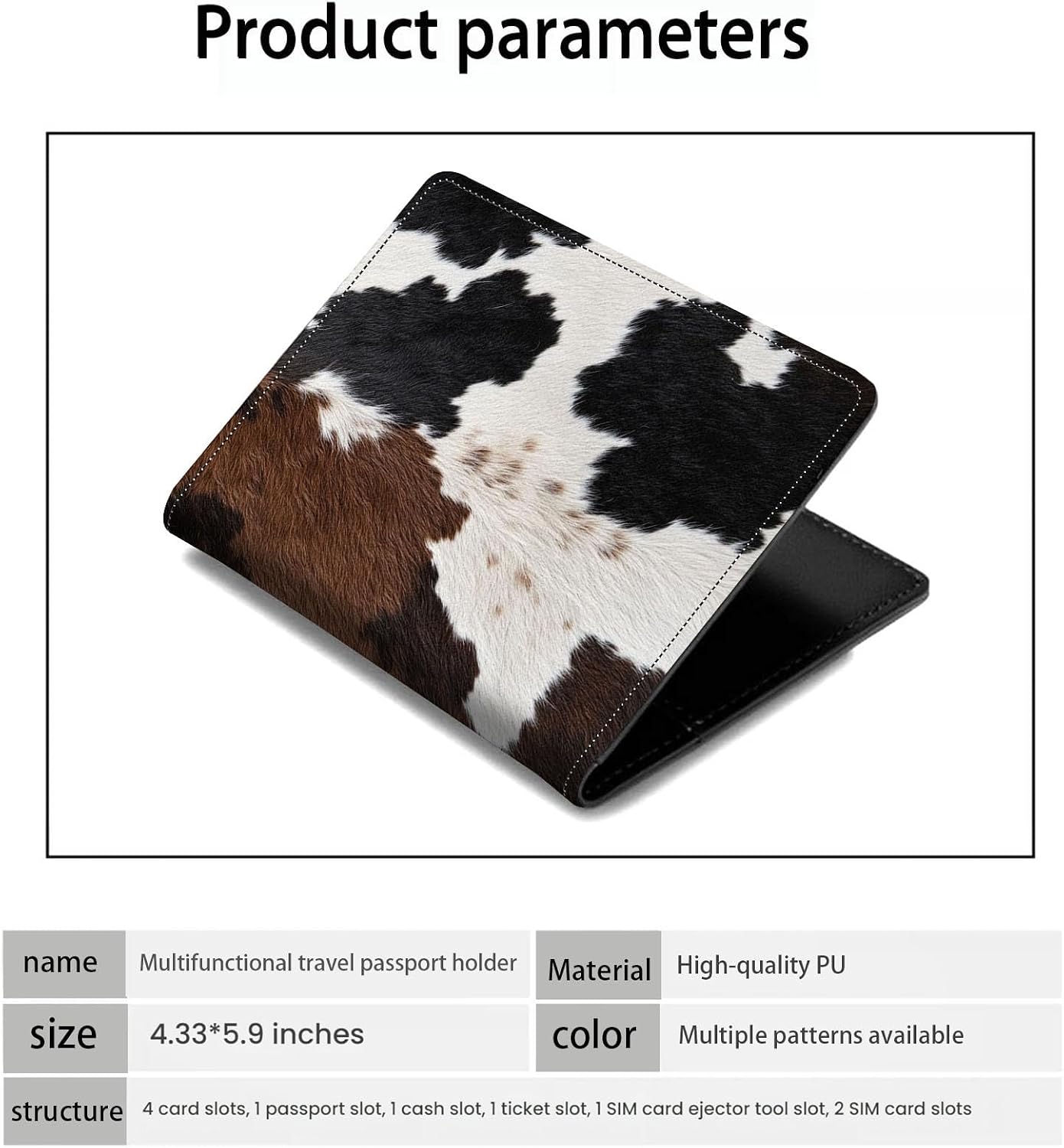 Passport Holder Wallet Cover Case,RFID Blocking Passport Cover,Large Capacity Travel Wallet with Multi Card Slots (Black Brown Cowhide Fur Pattern) image 3