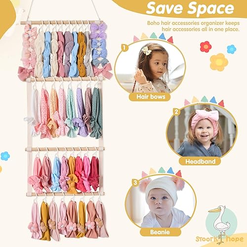 Miniatura 6 de Soporte para diadema para bebé niña, organizador de diadema para niñas, soporte para lazo para el pelo de niñas, accesorios para recién nacidos,