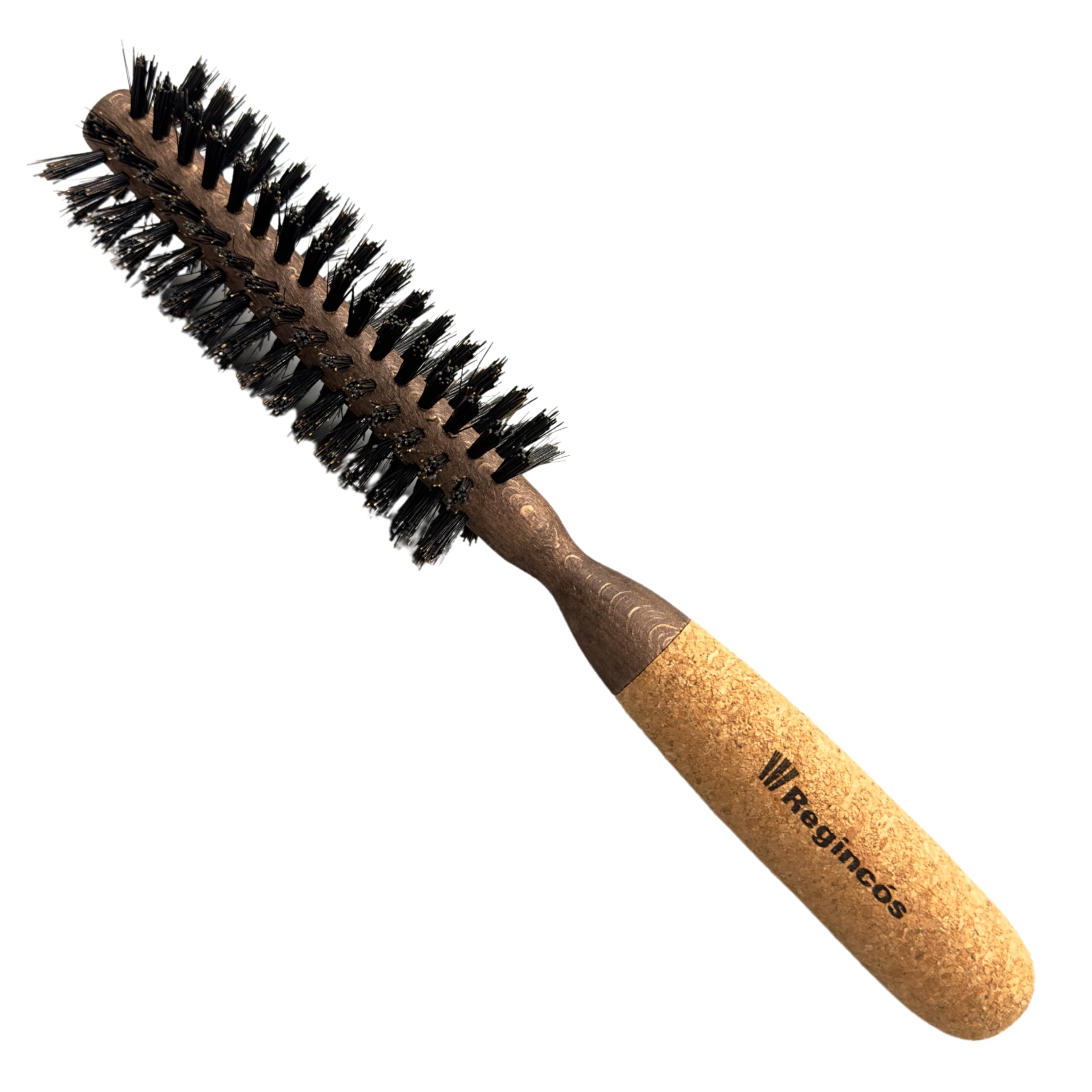Regincós Haar-Rundbürste 20229 – Mischborste, Holzkörper, 8-Reihig, 13/38 mm, Cork-Griff